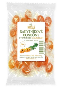 Rakytníkové bonbóny s vit. C se sladidlem 100g Grešík