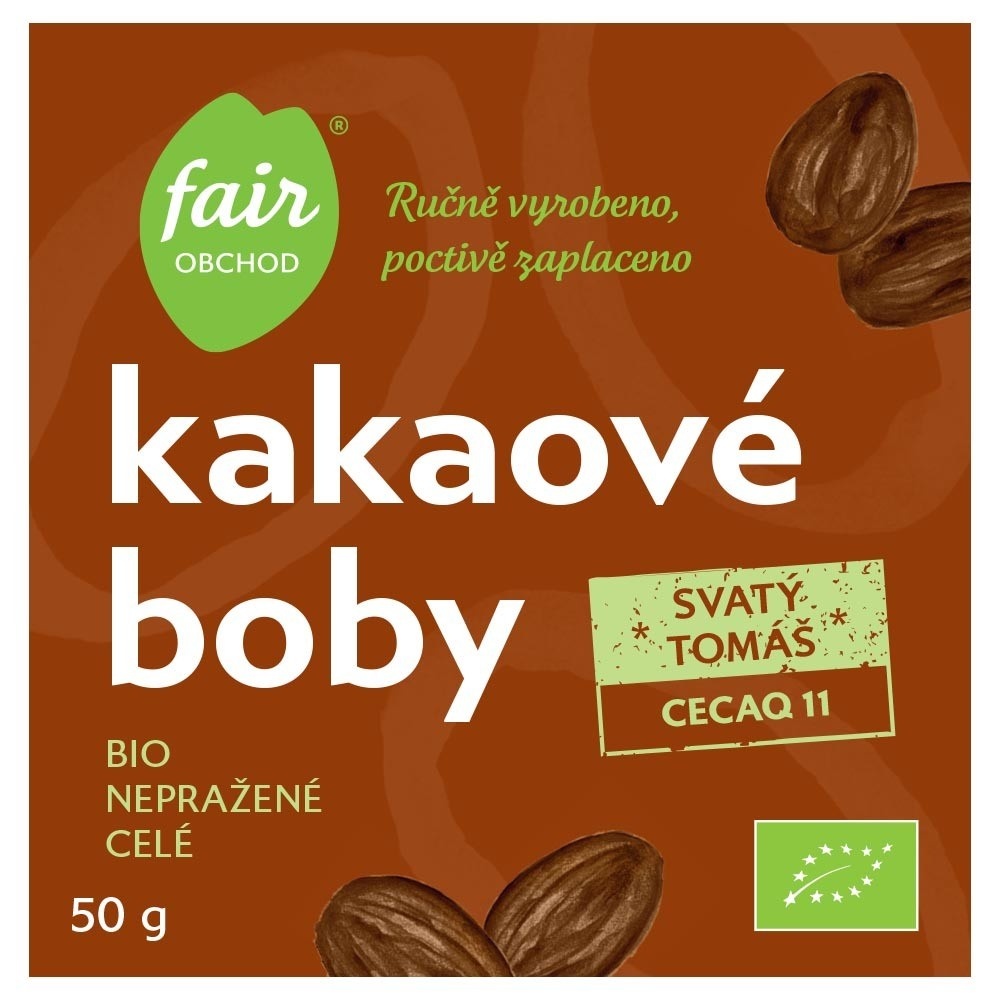 Kakaové boby celé  BIO, Nepražené 50g Svatý Tomáš