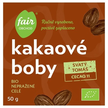 Kakaové boby celé  BIO, Nepražené 50g Svatý Tomáš